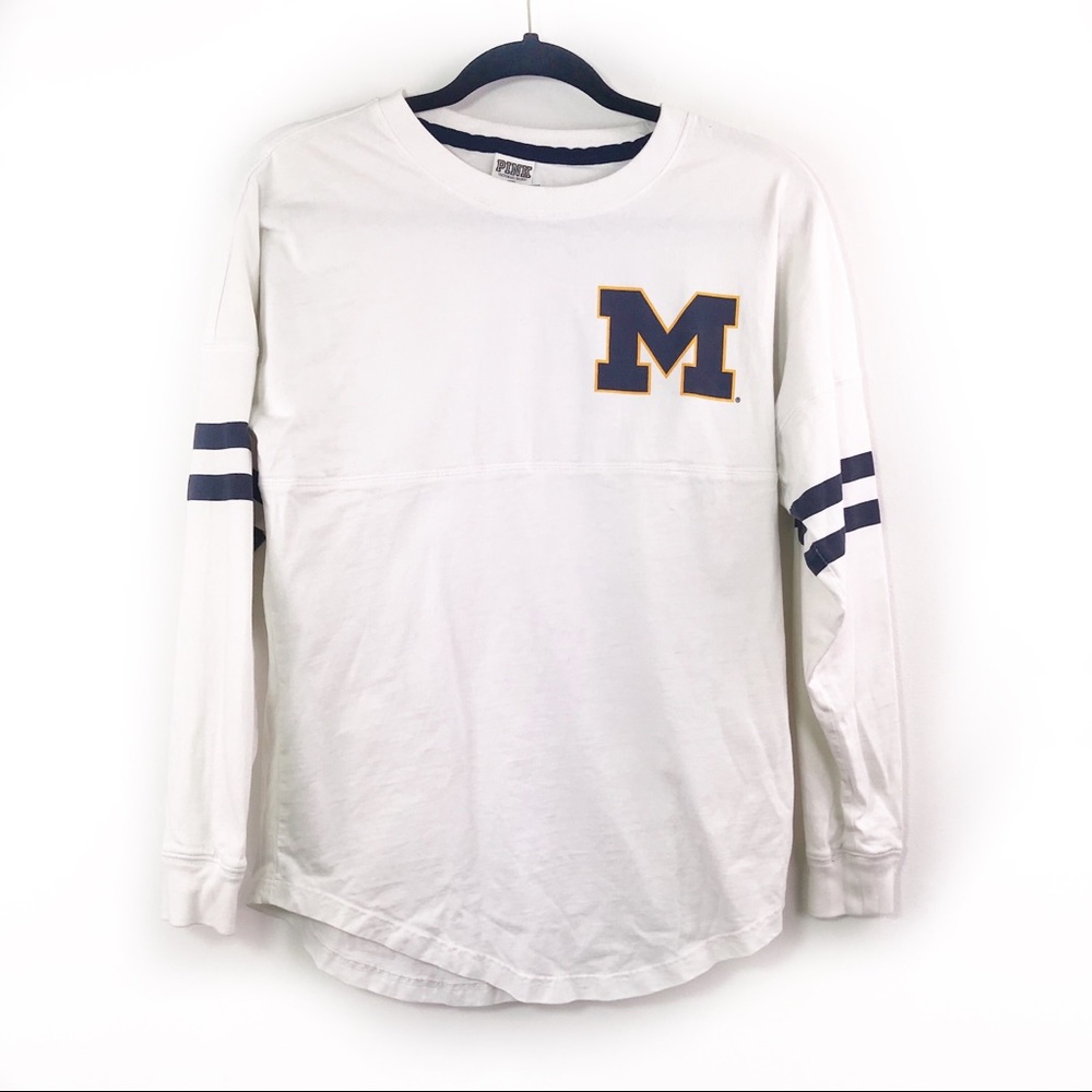 PINK Victoria Secret White Michigan Wolverine Top